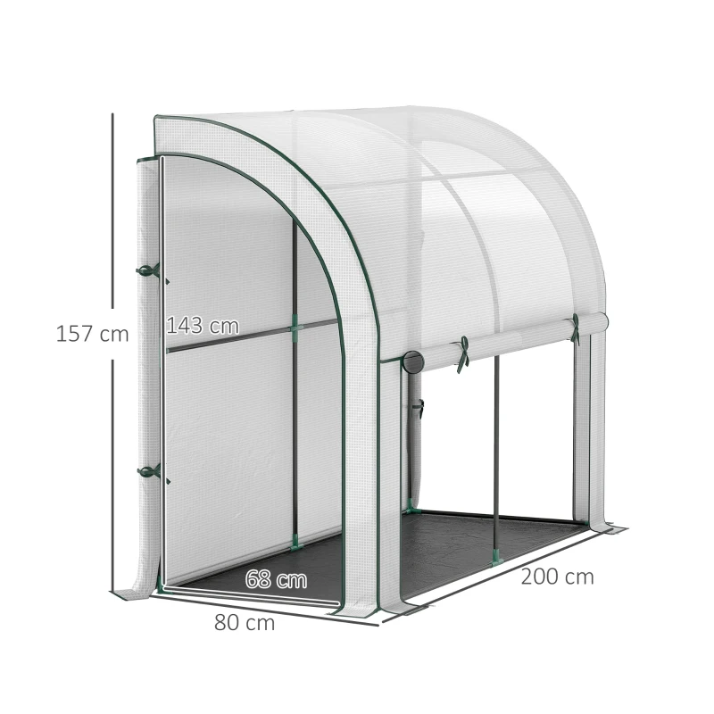 Outsunny Estufa Montada na Parede Casa de Cultivo Acessível Cobertura de Plástico 300x80x157 cm Branco