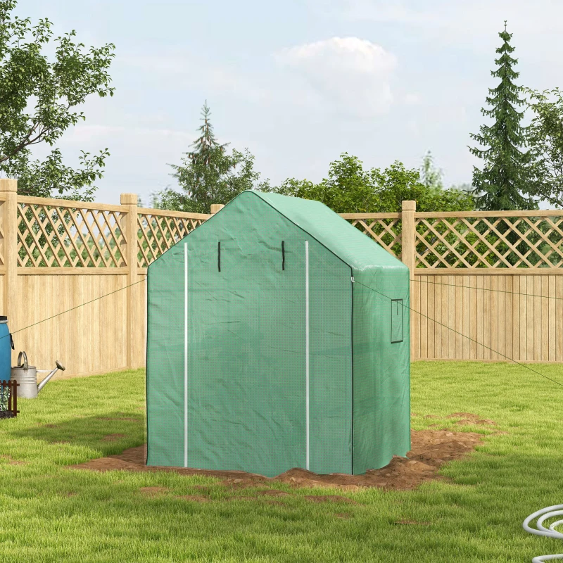 Outsunny Serre de jardin avec 1 porte, 1 fenetres, étagères 3 niveaux pour Légumes Plantes Fleurs Bâche PE 140 x 143 x 190 cm