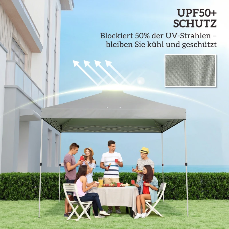 Outsunny Pavillon-Dach Ersatz UV50+ wasserfest mit 8 Abflusslöchern 3 x 3 m, Hellgrau