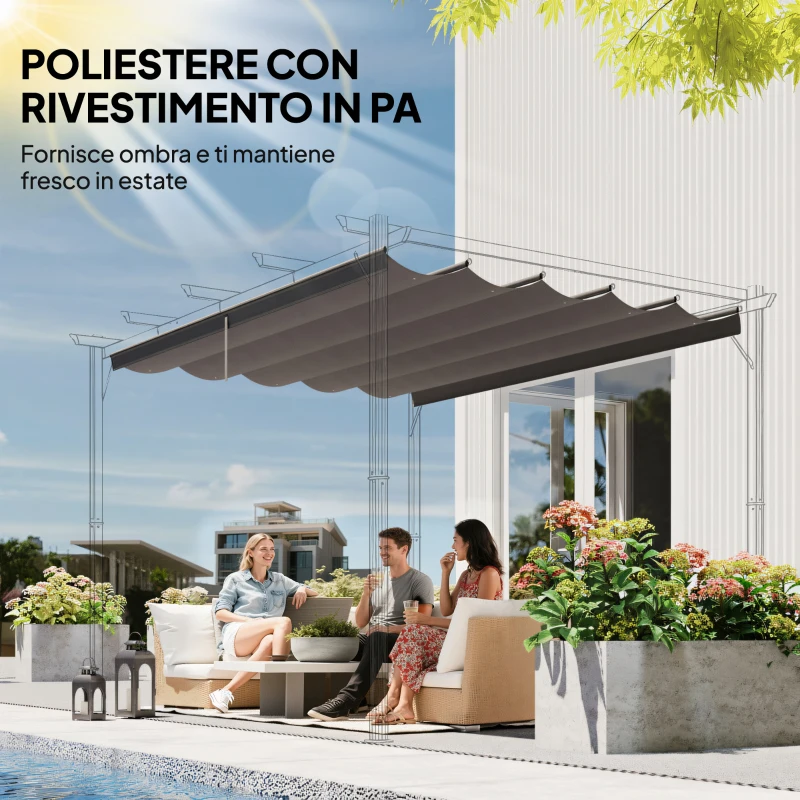 Outsunny Tettuccio di Ricambio per Gazebo 3x3 m con 10 Fori di Drenaggio, Grigio Chiaro