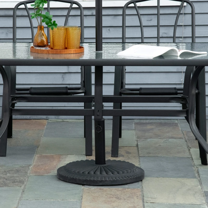Outsunny Base per Ombrellone Rotonda in HDPE da 14kg per Pali da Ф35-38-48mm, Ø49x32A cm, Nero