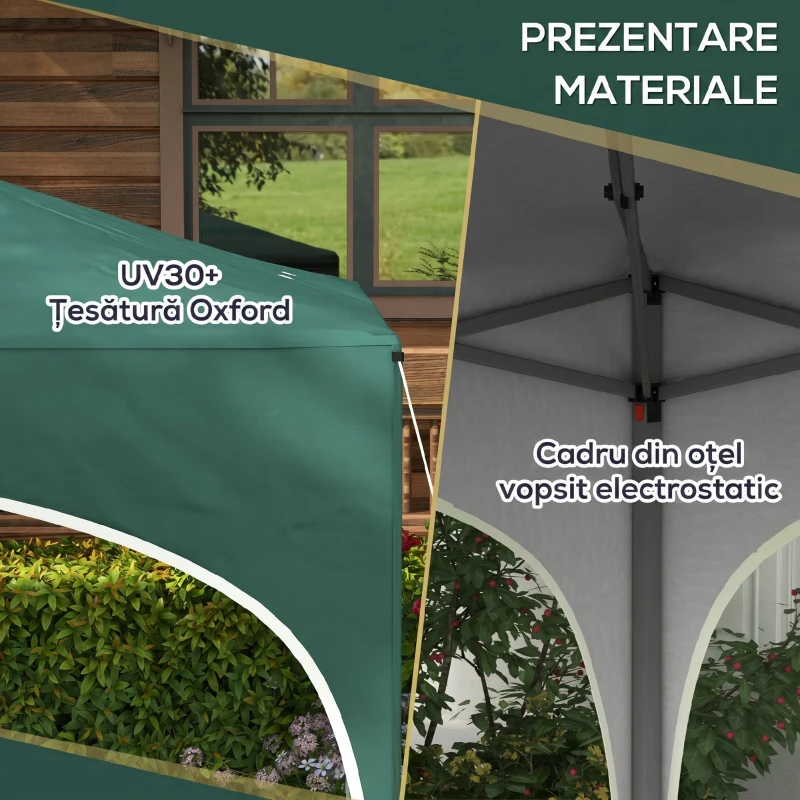 Outsunny Cort cu Copertina Pliabila de 3x3m, Verde