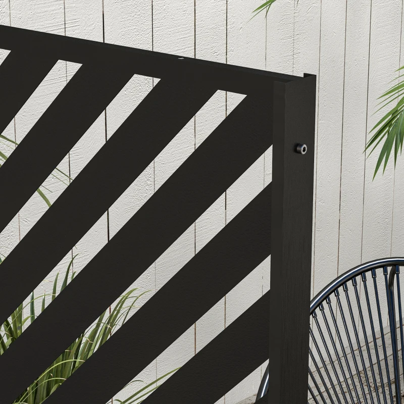 Outsunny 6.5FT Decorative Outdoor Divider, Metal Privacy Screen with Stand, Triangle Style, Black