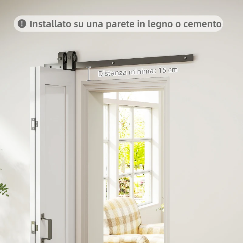 HOMCOM Porta Scorrevole a Libro Pieghevole a Portafoglio con Superficie Verniciabile, 70x210 cm, Bianco