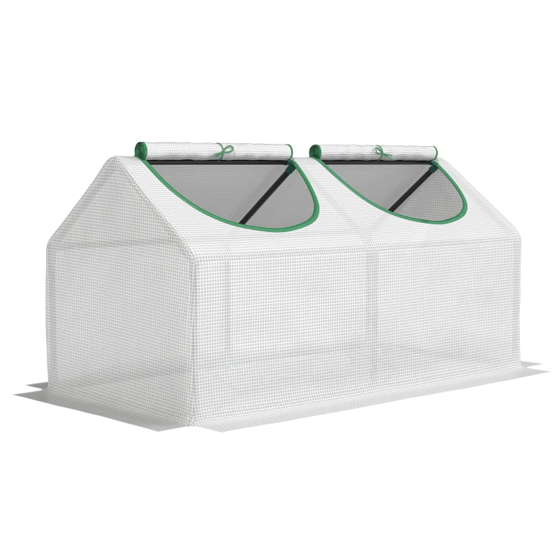 Outsunny Invernadero de Exterior 120x60x60 cm Invernadero de Jardín con 2 Ventanas Enrollables Cubierta de PE 140g/㎡ y Marco de Acero Impermeable Anti-UV para Cultivo de Plantas Verduras Translúcido