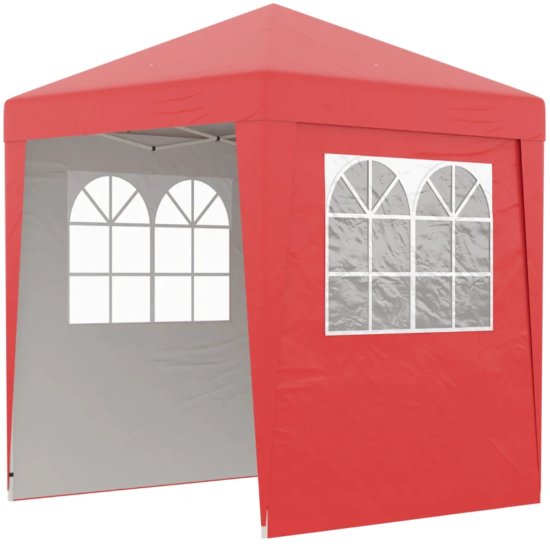 Outsunny Tonnelle barnum de jardin pop-up pliant réglable en hauteur protection UV 30+ 3 parois latérales rouge