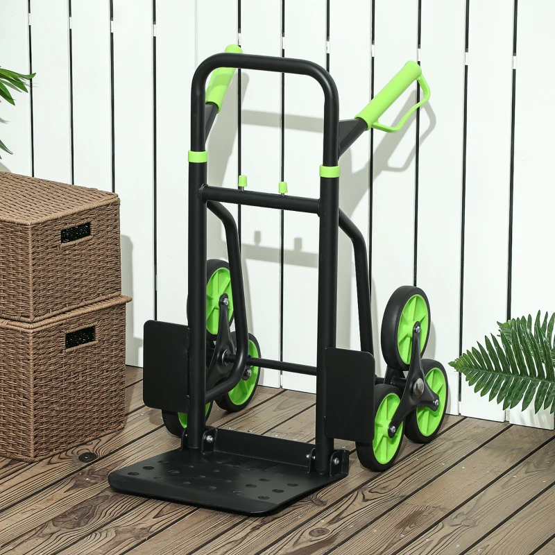 DURHAND Carrello Portapacchi per Scale 6 Ruote, Pieghevole, Portata 120kg, in Acciaio, per Trasloco, Giardinaggio, Verde