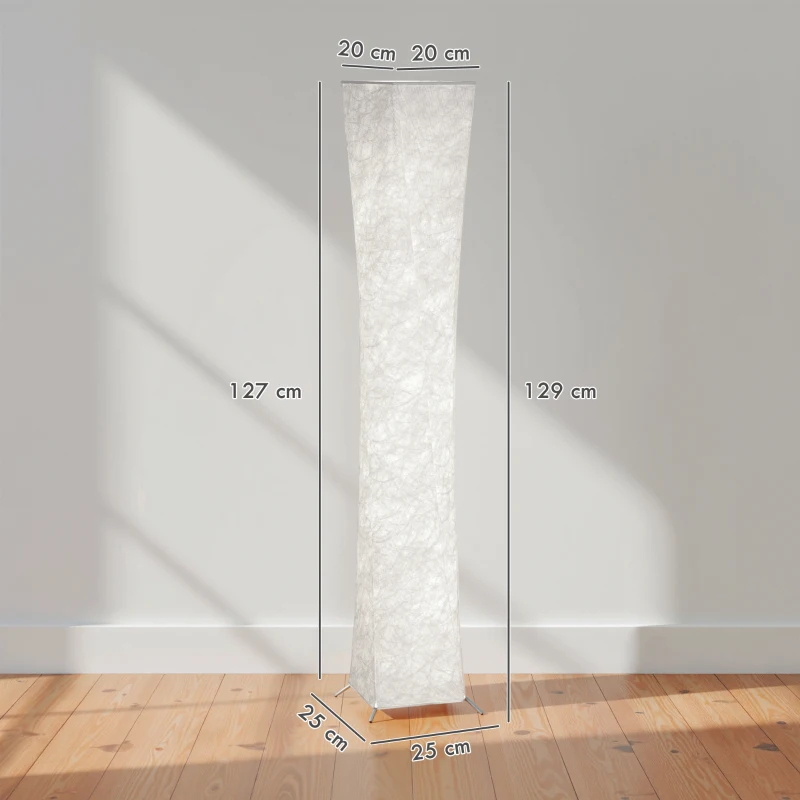 HOMCOM Luminária de pé com abajur efeito papel, interruptor de pé, 3 níveis de brilho, branco