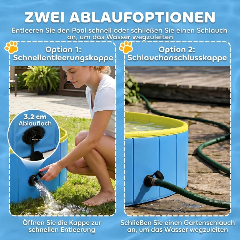 PawHut Faltbarer Hundepool für Große und Mittelgroße Hunde, mit Anti-Rutsch-Boden für Enten, Innen- und Außen, 120x30cm