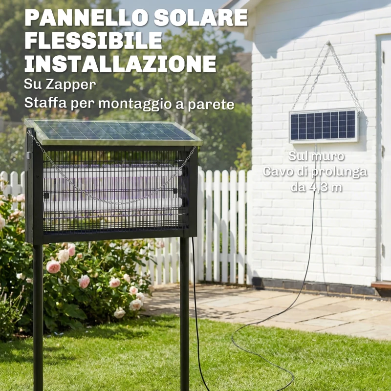 Outsunny Lampada Antizanzare da Esterno a Energia Solare con Rete di Protezione, 45x18x90 cm, Nero