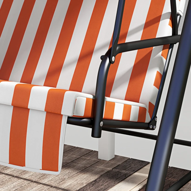Outsunny Balancín de Jardín Exterior Columpio de 3 Plazas con Toldo Ajustable y Marco de Acero 172x110x153 cm Naranja
