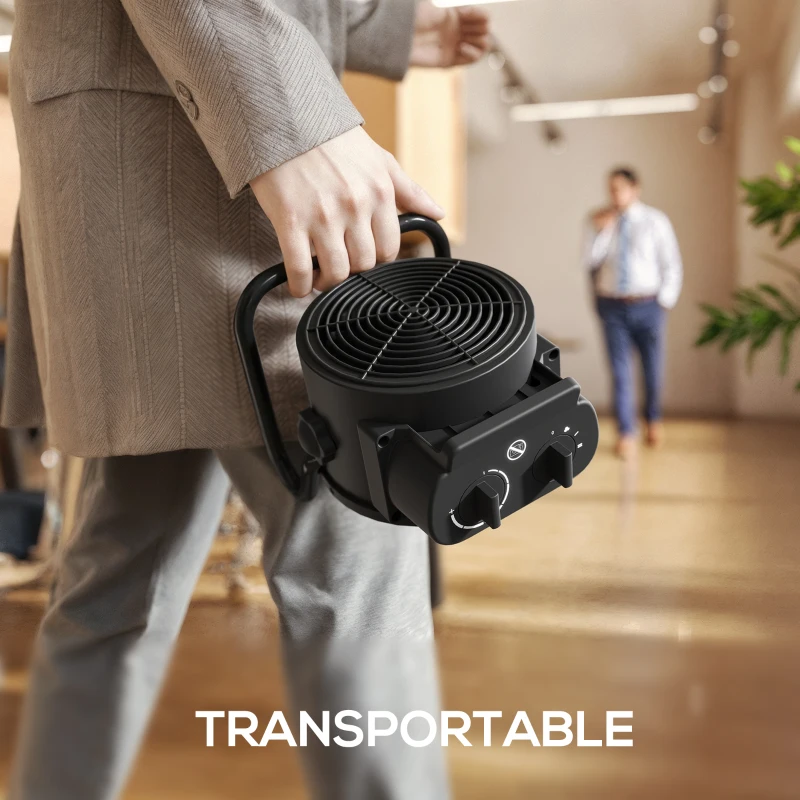 HOMCOM Chauffage d'appoint céramique PTC, radiateur électrique soufflant 2000 W, thermostat réglable, 21,5 x 15,8 x 22 cm, noir