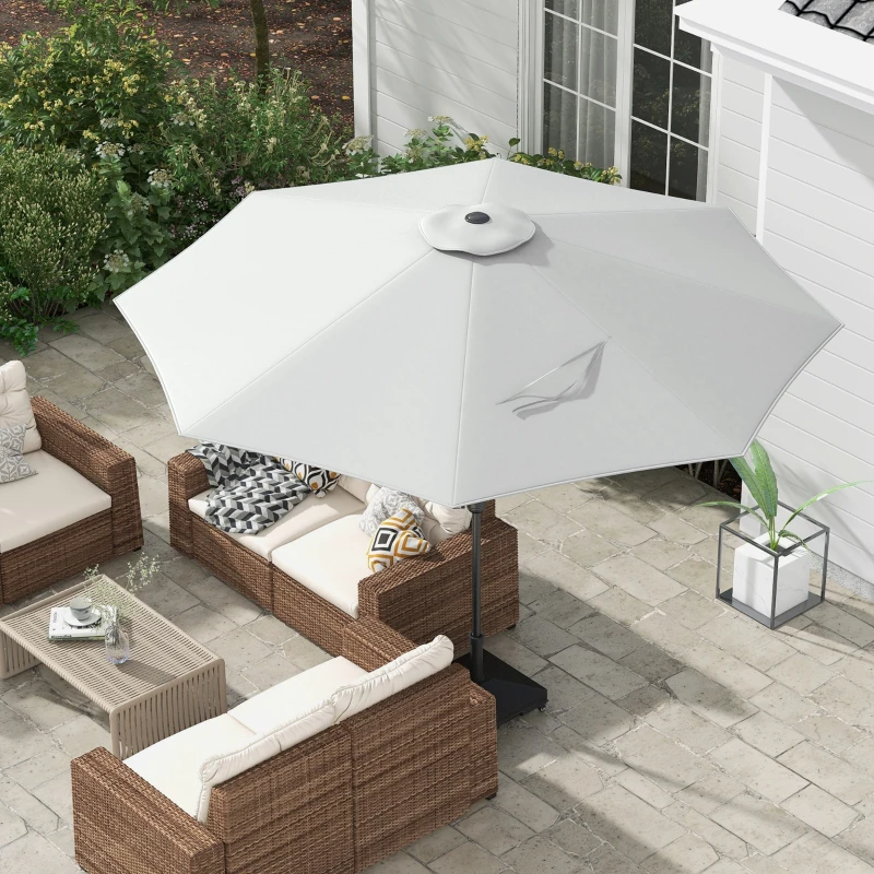 Outsunny Telo per Ombrellone da Ø295 cm in Poliestere Bianco Resistente all'Acqua con Presa d'Aria Superiore