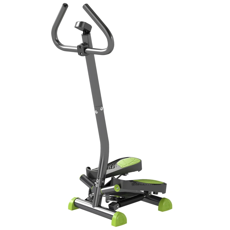 HOMCOM Máquina de Steps Mini Stepper para Fitness en Casa con Pantalla LCD y Pedales Antideslizantes 55x44x108cm Gris y Verde