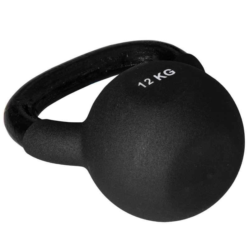 HOMCOM Kettlebell 12 kg com Revestimento em Plástico Aço 20x13x22 cm Preto