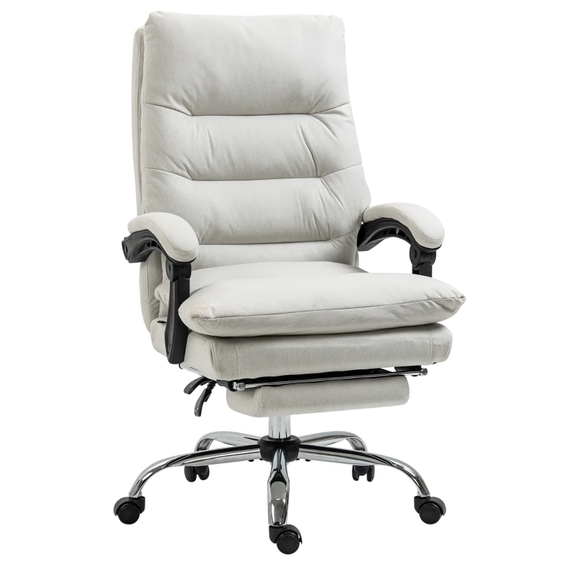 Vinsetto Cadeira de Escritório com Função de Massagem Aquecível Reclinável Couro Sintético 65x72x109-117 cm Branco Creme