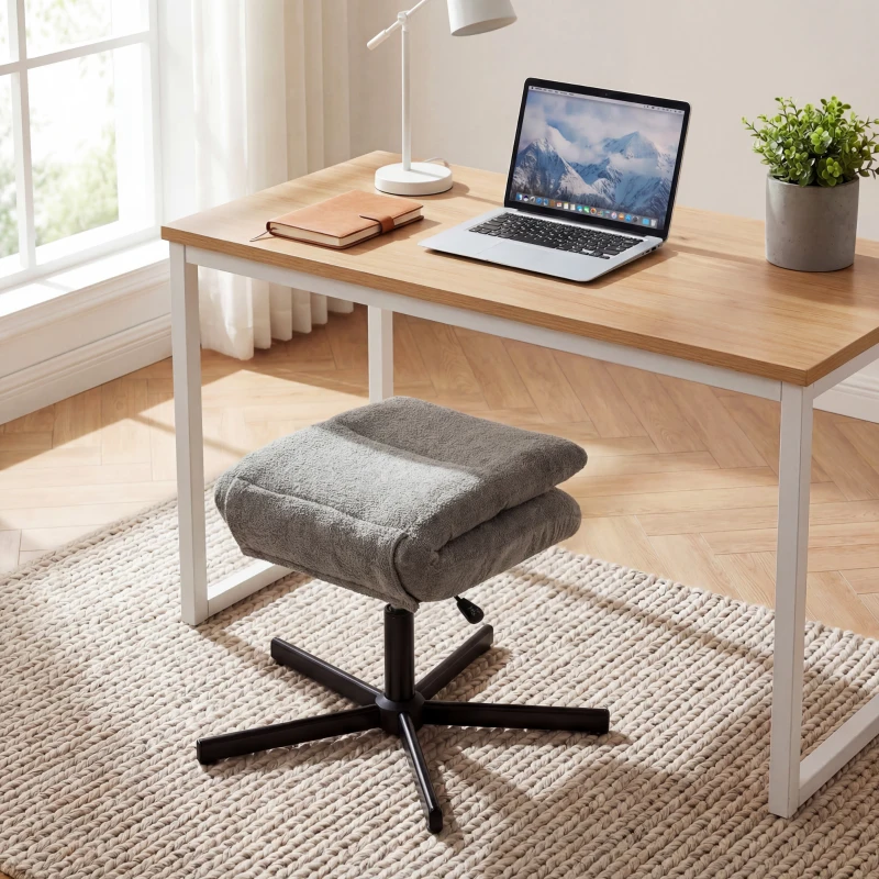 HOMCOM Fauteuil salon avec repose-pieds, chaise pivotante, hauteur réglable, dossier inclinable, 66 x 80 x 93-104 cm, gris