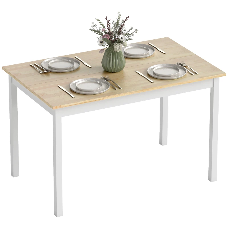HOMCOM Esstisch, 120 x 75 cm Küchentisch mit Landhaus-Stil für 4 Personen, Holztisch für Wohnzimmer, Esszimmer, Natur