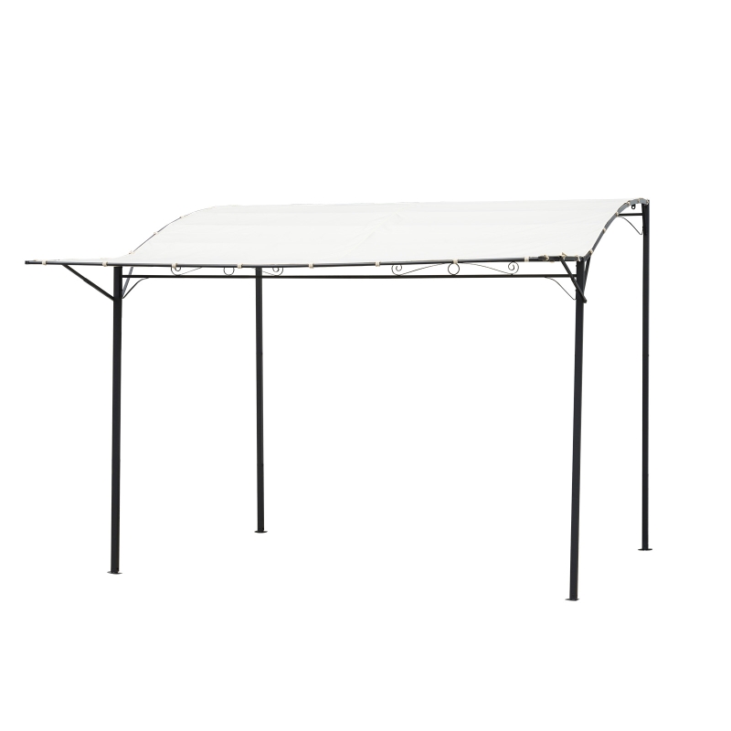 Outsunny Pavillon mit klappbarer Dacherweiterung wetterfest 3 x 2,5 m Cremeweiß