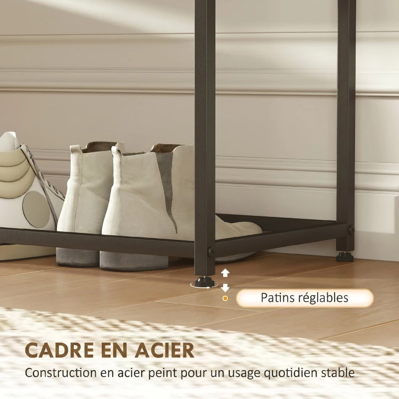 HOMCOM Table Console en Acier 2 Étagères Design Moderne pour Salon Entrée Couloir 100 x 30 x 87 cm Noir