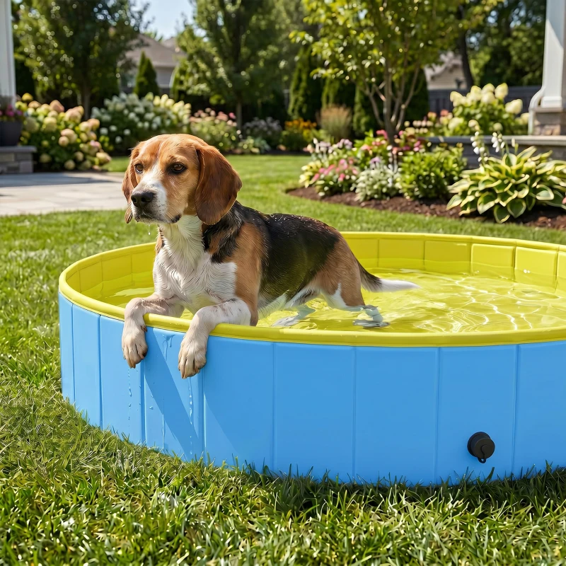 PawHut Faltbarer Hundepool für Große und Mittelgroße Hunde, mit Anti-Rutsch-Boden für Enten, Innen- und Außen, 120x30cm