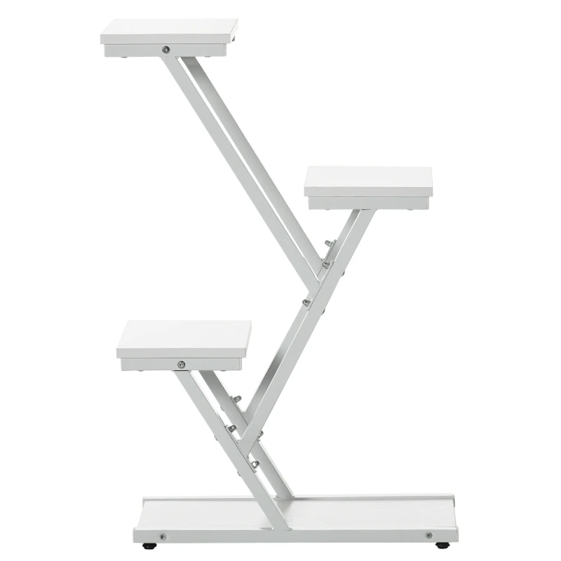 Outsunny Scaletta Portavasi a 4 Livelli per Interni ed Esterni in MDF e Acciaio, 50.5x24x81 cm, Bianco