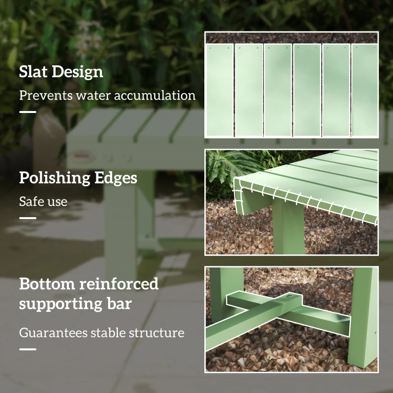 Outsunny Wooden Garden Bench, Backless Outdoor Loveseat with Slatted Seat, Light Green