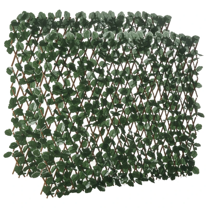 Outsunny Gard viu artificial cu 2 secțiuni, format din 356 frunze de iederă, din poliester și ratan, 200x100 cm, verde și maro(m-16)