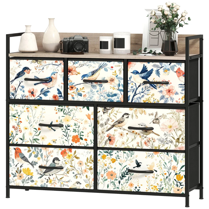 HOMCOM 7-Drawer Chest of Drawers - White
