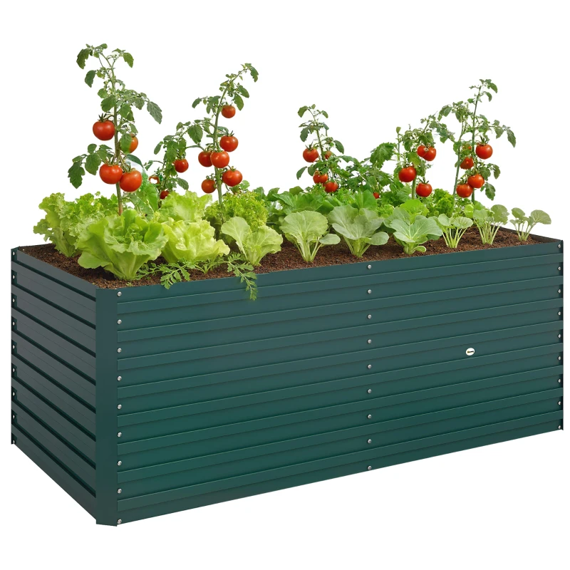 Outsunny Jardinière surélevée galvanisée rectangulaire pour l'extérieur - fond ouvert - 160 x 80 x 60 cm, vert