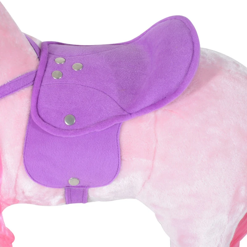 HOMCOM Cavallo a Dondolo per Bambini 2+ Anni con 4 Rotelle, Suoni Realistici e Poggiapiedi, 65x28x75 cm, Rosa