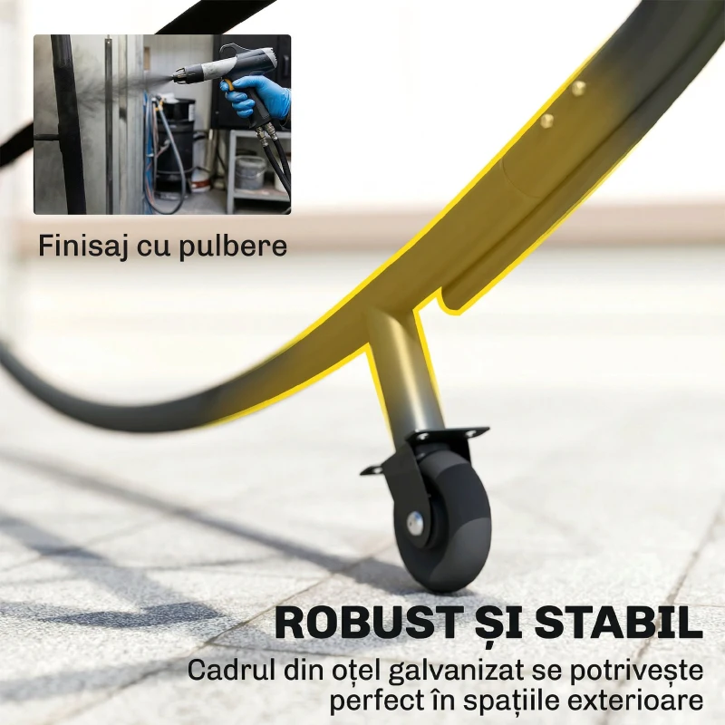Outsunny Șezlong de Grădină cu Roți și Perne, Dublu, Gri