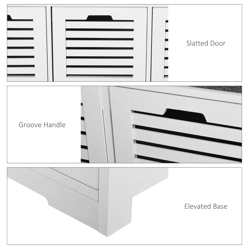 HOMCOM 3-Drawer Shoe Storage Bench - White