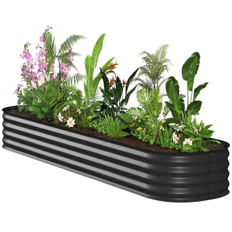 Outsunny Jardinière surélevée carré potager de jardin en acier modulable pour légumes, plantes, fleurs, dim. 240 x 62 x 30cm