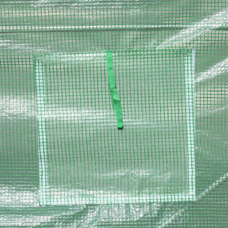 Outsunny Estufa Túnel para Jardim Área ao Solo 6 m² 3L x 2l x 2,10H m Estrutura Tubular Reforçada Porta com Zíper 4 Janelas Enroláveis Estrutura Metálica Verde