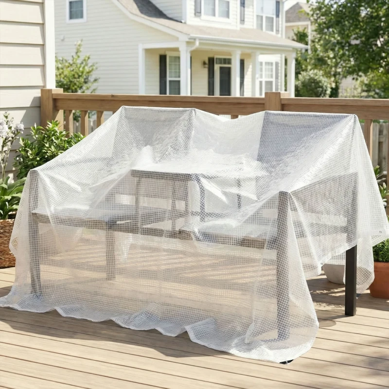Outsunny Prelată Exterioară Impermeabilă, cu Ochiuri Reforțate, Rezistentă la UV, PE, 3x5 m, Alb