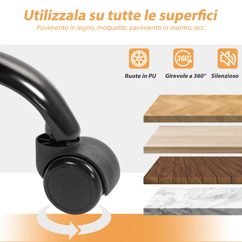 HOMCOM Sedia per Scrivania ad Altezza Regolabile e Reclinabile fino a 135°, in Pelle PU Nera, 65x76x113-121 cm