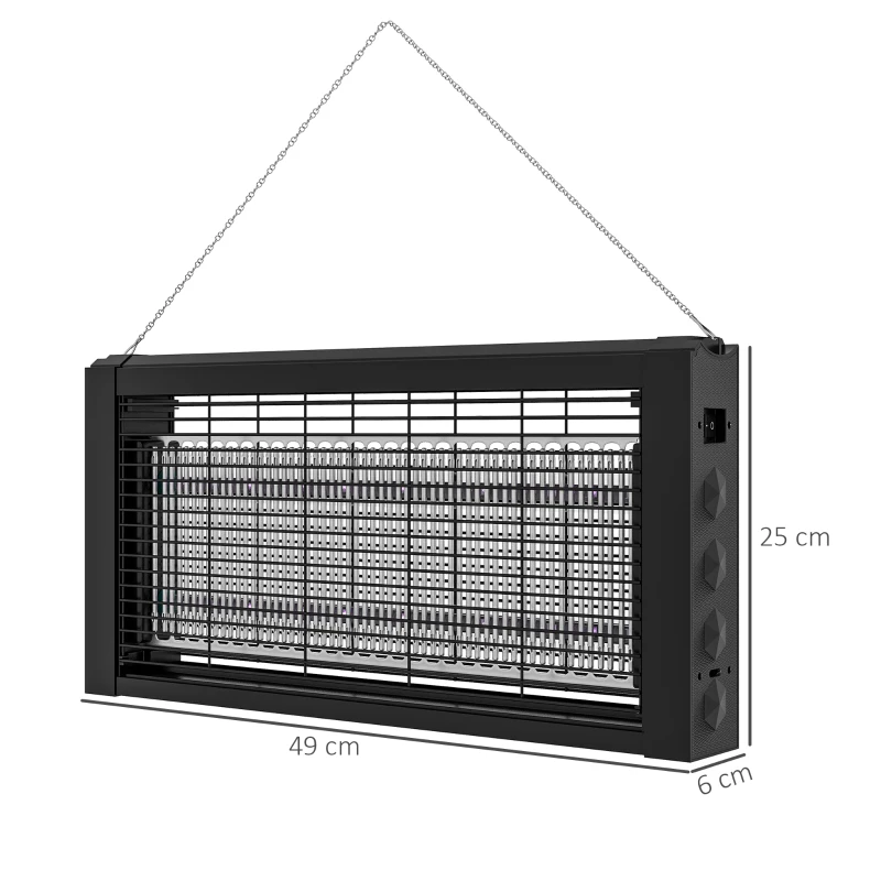 HOMCOM Lampada Antizanzare per Interno 8W con Catenella e Rete di Protezione, 49x6x25 cm, Nero