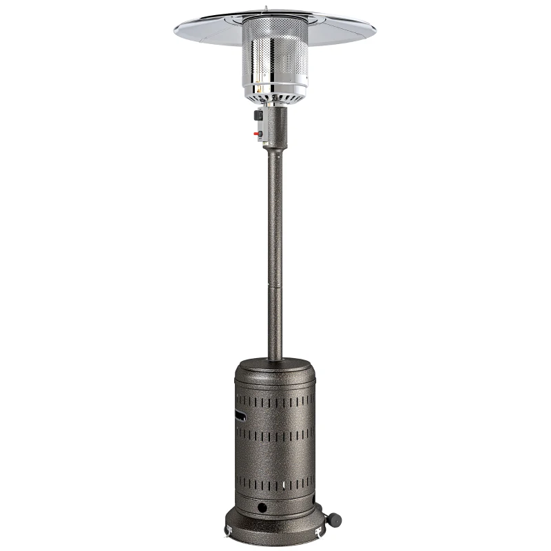 Outsunny Riscaldatore da Esterno con Spegnimento Automatico e Rotelle, 82x82x223 cm, Marrone Scuro