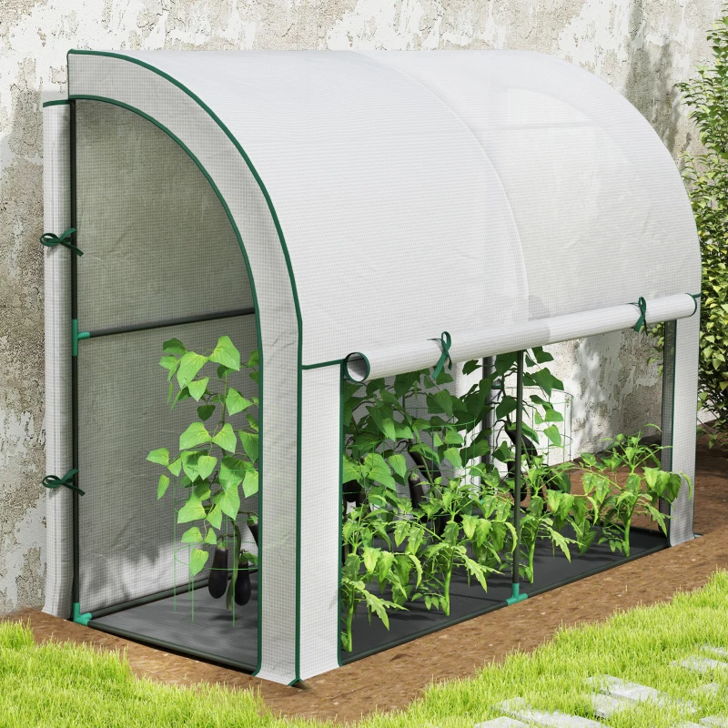 Outsunny Estufa Montada na Parede Casa de Cultivo Acessível Cobertura de Plástico 300x80x157 cm Branco