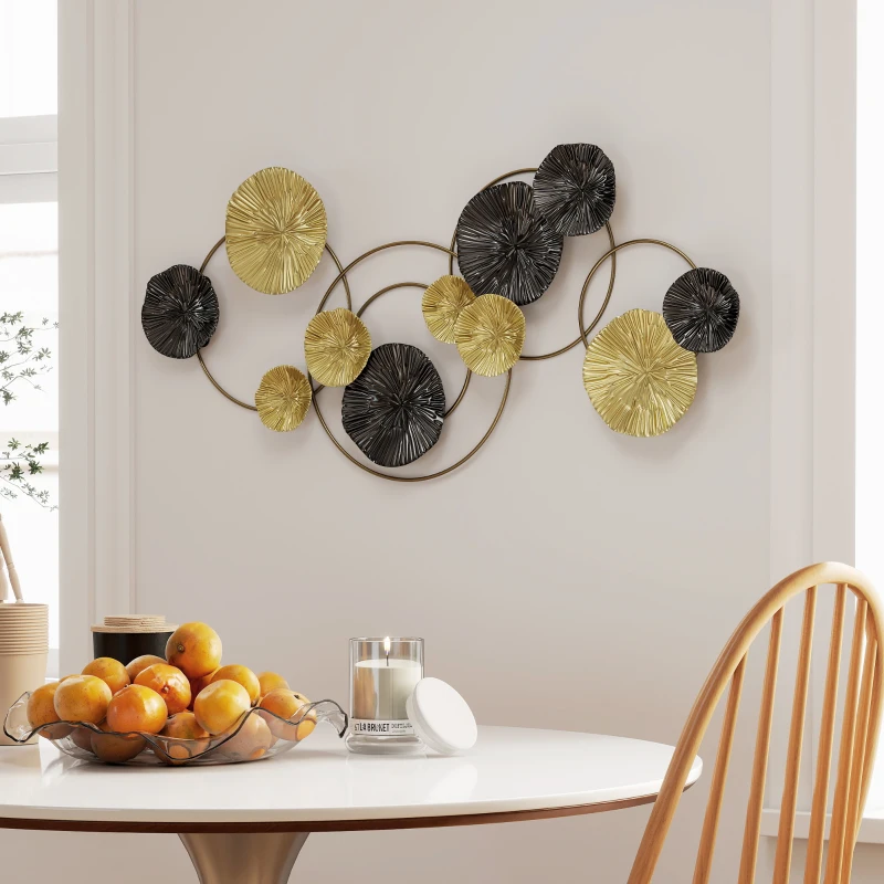 HOMCOM Metal Wall Art, Modern Hanging Wall Decor with Multi-Disc Design for Living Room