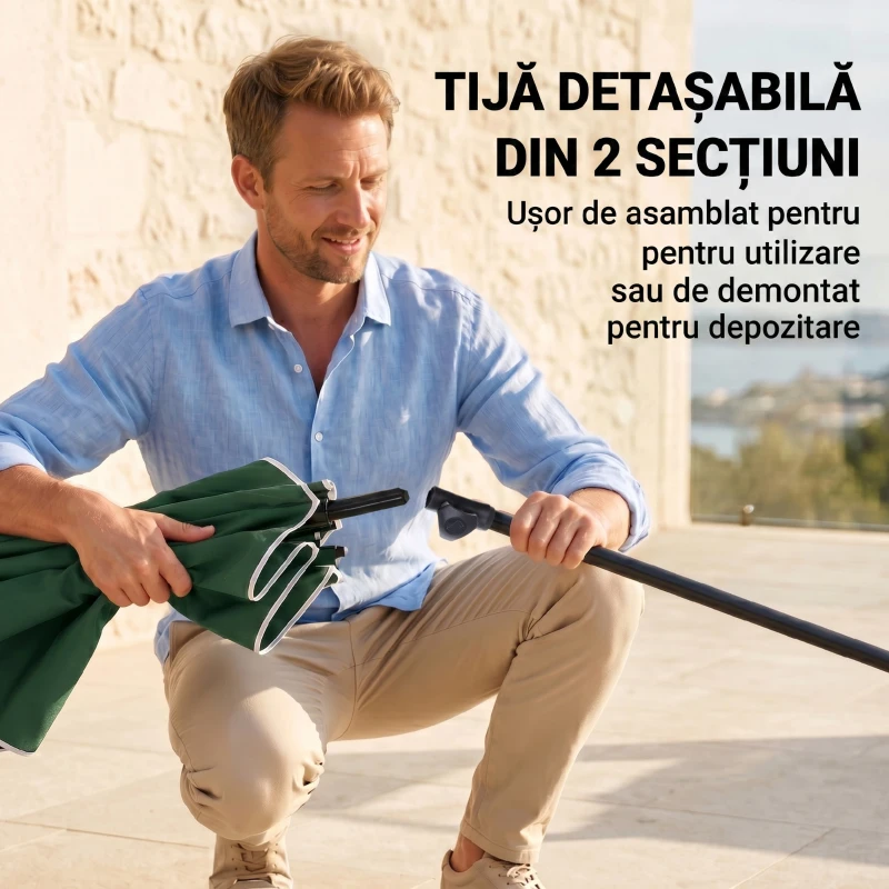 Outsunny Umbrela pentru Gradina 2x2.4 m, Umbrela Dreptunghiulara