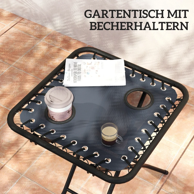 Outsunny Sonnenliege 2er Set klappbar Zero Gravity Liegestuhl mit Kopfstützen Beistelltisch inklusive 2 Getränkehalter