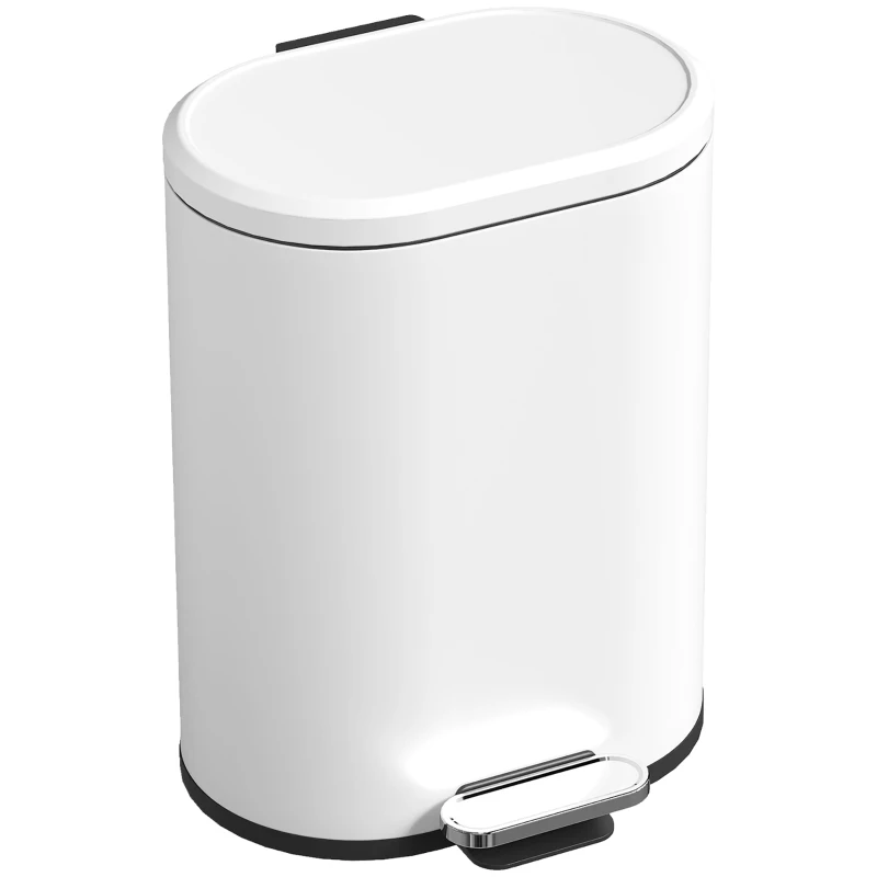 HOMCOM Lixeira 12 L Lixeira com Pedal e Tampa, Pedal, Balde Interno, Fecho Suave, 30 x 25,5 x 37,5 cm, Branco