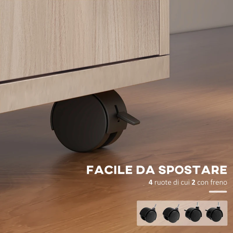 HOMCOM Cassettiera da Ufficio Portadocumenti con Ripiano Aperto e 2 Cassetti, in Legno e Metallo, 40x35x60 cm, Rovere