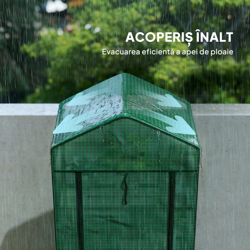 Outsunny Seră pentru Plante cu 5 Niveluri, cu Ușă cu Fermoar, din Oțel și PE, 69x49x193 cm, Verde