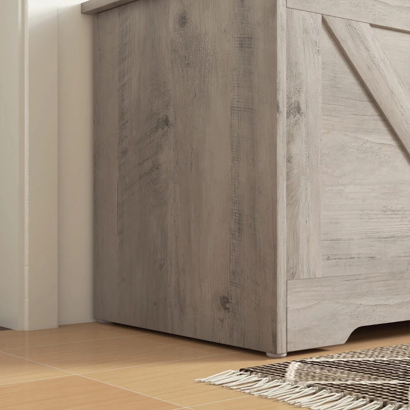 HOMCOM 100L Home Storage Box, with Safety Hinge - Grey Wood-Effect
