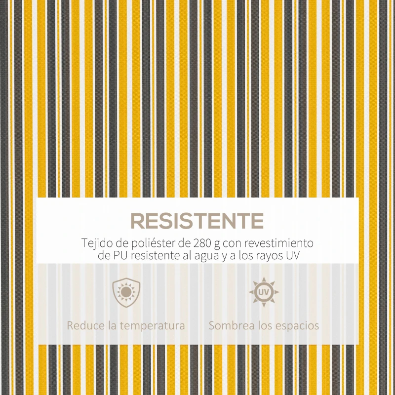 Outsunny Toldo para Balcón 350x250 cm con Manivela de Metal Impermeable y Anti-UV para Jardín Terraza Ventanas Gris y Amarillo