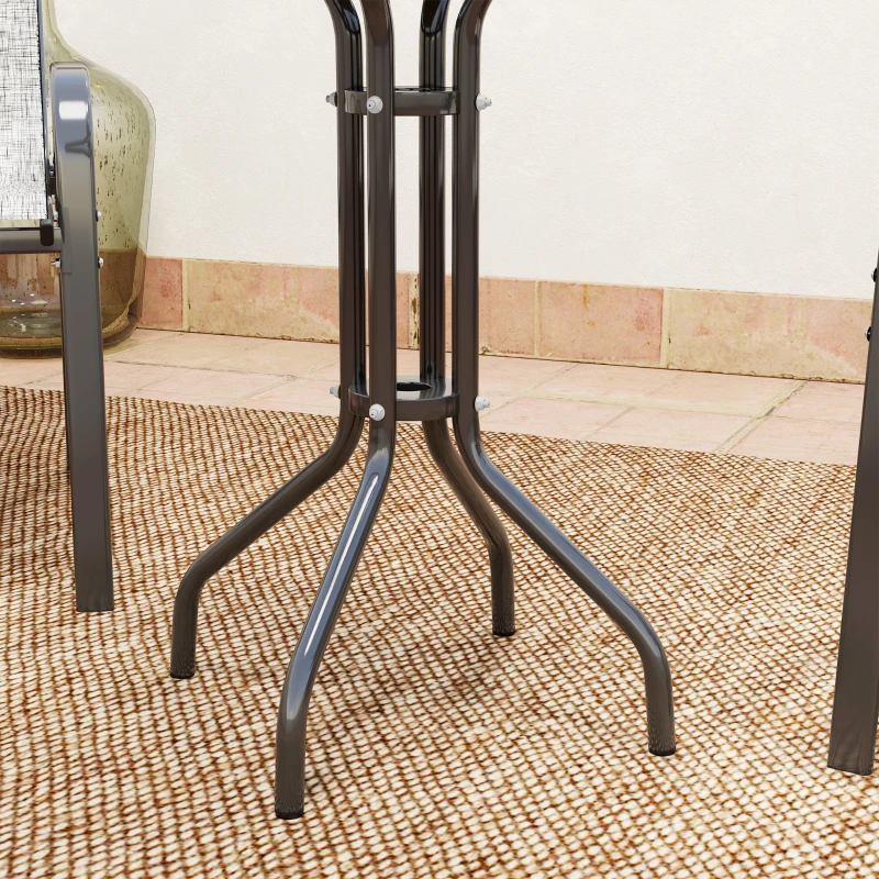 Outsunny Set Mobilier de Grădină din 3 Piese cu Scaune Suprapozabile și Masă din Sticlă, 54x71x93 cm, Gri Închis