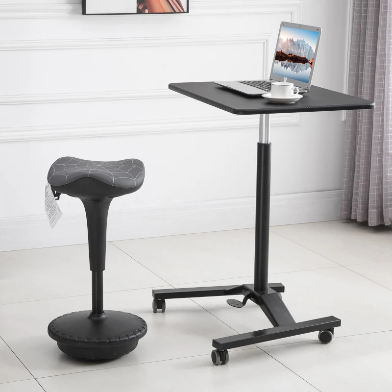 Vinsetto Bürohocker mit Schwenkfunktion, ergonomischer Hocker, höhenverstellbar 65,5-83,5 cm 120° neigbar Grau